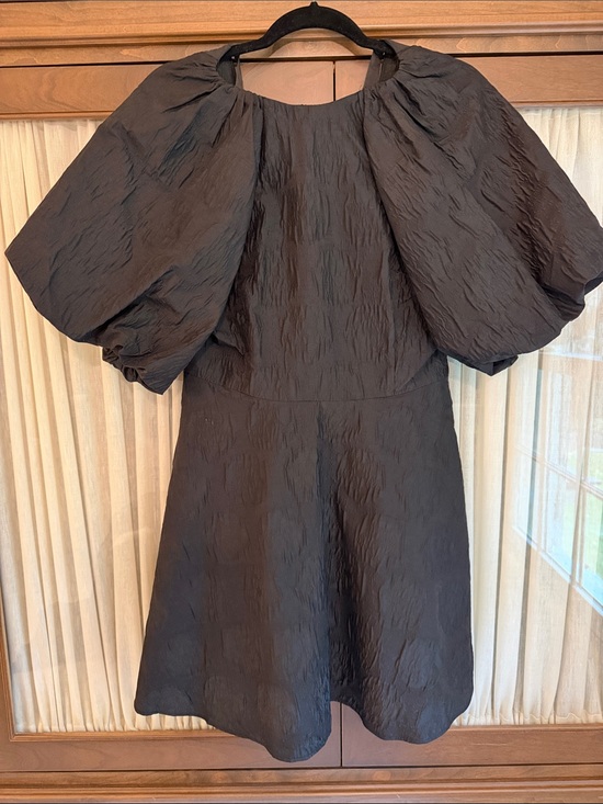 H&M Dresses & Skirts - H&M Black Mini Dress with Statement Puff Sleeves